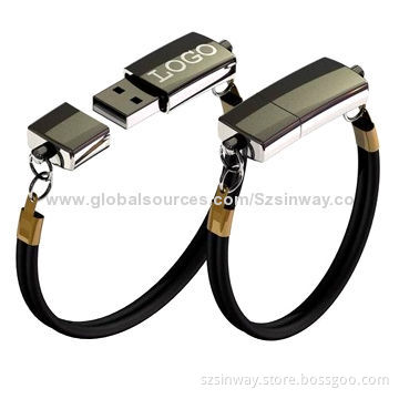 Leather Wristband USB Flash Drives for Promotions, with 1-64GB Capacity Range